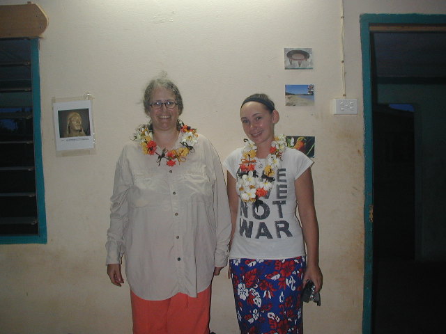 rachel and me with flower garlands