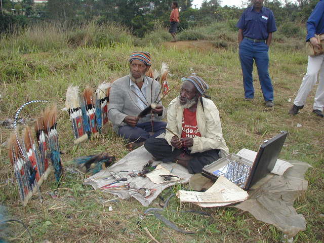 men renting feathers